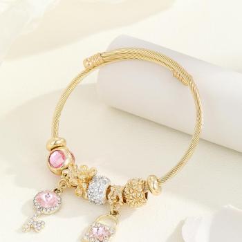 one pc stylish pink locks pendant ornaments bracelet