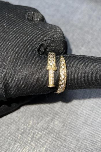 one pc stylish new creative sword rhinestone hip hop all-match copper ring
