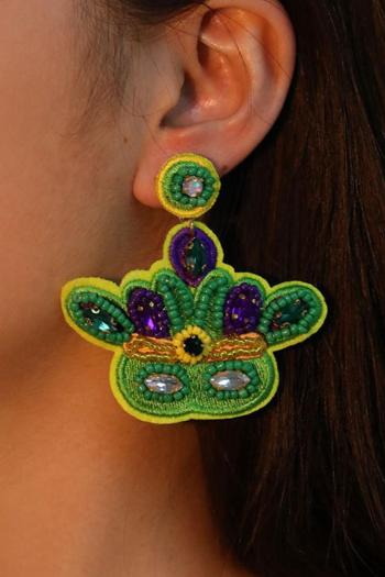 one pair new music carnival rhinestone beaded felt cloth earrings(length:6.7cm)