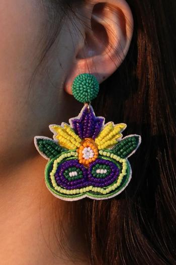 one pair new music carnival beaded elves felt cloth earrings(length:6.8cm)