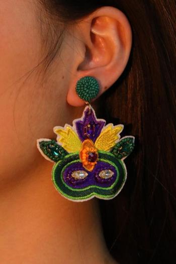 one pair new music carnival beaded rhinestone felt cloth earrings(length:7cm)