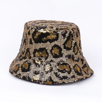 one pc stylish new leopard pattern sequin decor bucket hat 56-58cm