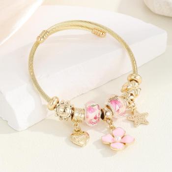 one pc stylish new dripping oil flower pendant alloy bracelet(length:6cm)