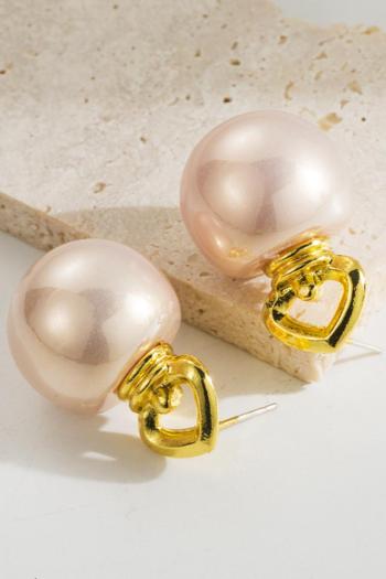 one pair new stylish 3 colors pearl decor alloy earrings(length:3cm)