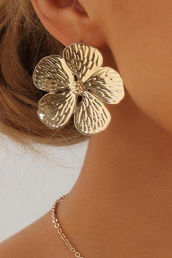 one pair new stylish gold flower shape simple earrings