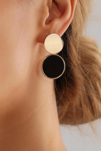 one pair black round stylish simple alloy earrings