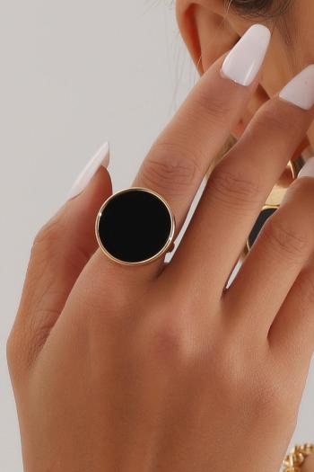 one piece new simple stylish black round adjustable ring(length: 1.8cm)