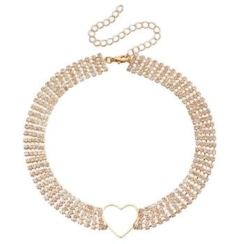 one piece rhinestone multi-layered stylish gold love heart necklace