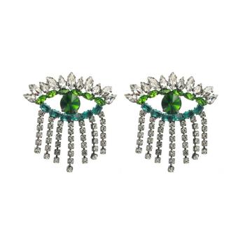 one pair vintage eye alloy rhinestone earrings