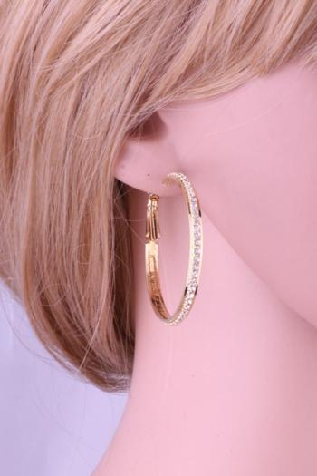 one pair stylish new round rhinestone copper earrings(legth:4cm)