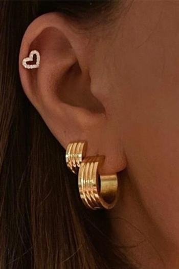 one pair new stylish solid color stainless steel hoop earrings(width:1.3cm)