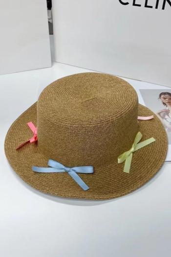 one pc stylish new bow decor beach straw bucket hat 56-58cm