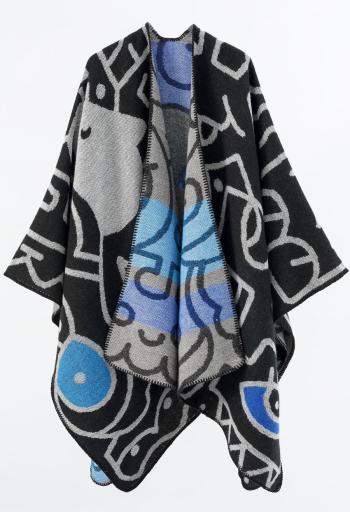 one pc stylish contrast color jacquard shawl warm scarf 135*155cm