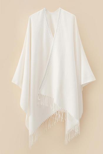one pc stylish solid color rhinestone tassel shawl warm scarf 130*160cm