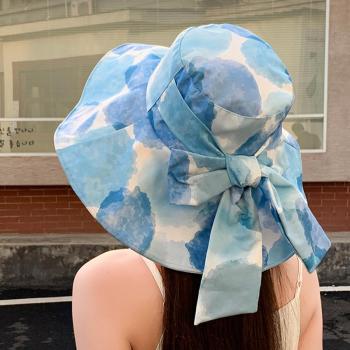 one pc stylish new 5 colors multicolor printing bow-knot decor bucket hat58-60cm