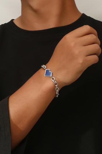 one pc new blue heart shape titanium steel bracelet (length:21cm)