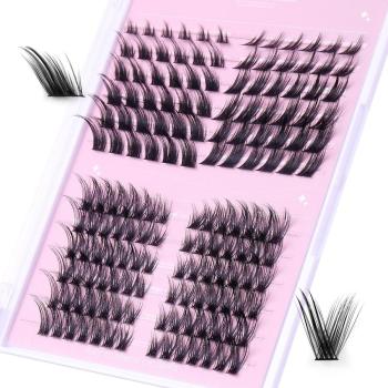twelve rows new stylish synthetic cross false eyelashes with box#6(mixed length)