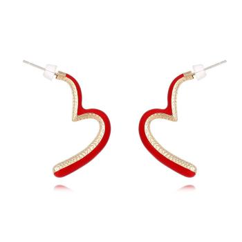 one pair vintage simple dripping oil heart-shaped alloy earrings