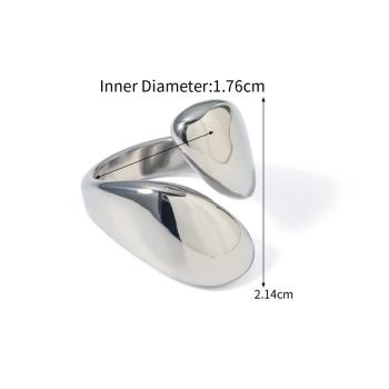 one piece sliver stainless plated steel glossy asymmetrical open all-match ring