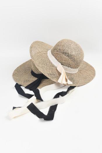 one pc stylish new lace-up cutout weave straw hat 56-58cm