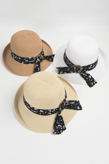 one pc stylish new 3 colors floral bow decor beach straw hat 56-58cm