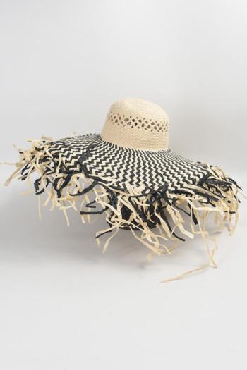 one pc stylish new contrast color weave beach straw hat 56-58cm