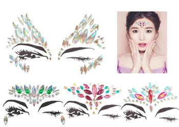 four pieces in one set new waterdrop rhinestone face stickers(125*165mm)