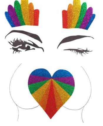 one pc new heart colorful glitter face sticker schest stickers set (125*165mm)