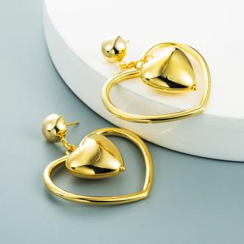 one pair stylish heart alloy earrings(length: 5cm)