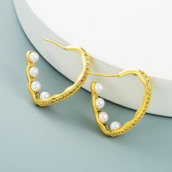 one pair new stylish zircon pearl earrings(length: 2.5cm)