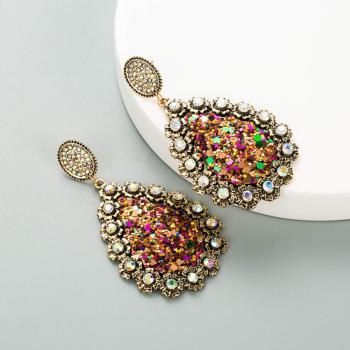 one pair new stylish shiny water drop rhinestone alloy earrings(length: 8cm)