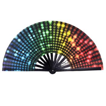 one pc dot graphic reflective bamboo dance folding fan 33*64cm