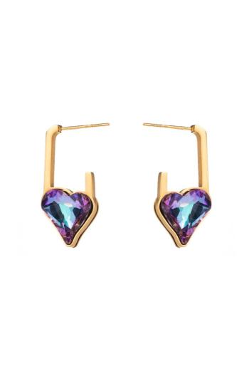 one pair new stylish heart-shaped rhinestone alloy earrings(length:2.9cm)