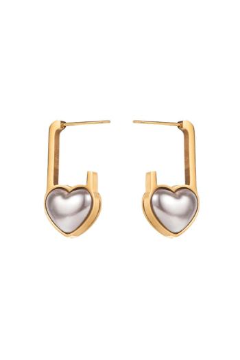 one pair new stylish heart-shaped pearls alloy earrings(length:2.6cm)