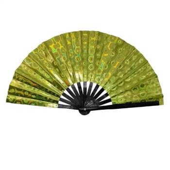 one pc 5 colors holographic bamboo framework kung dance fu folding fan 33*64cm