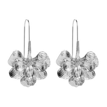 one pair new stylish flower shape electroplated alloy earrings(length:7.5cm)