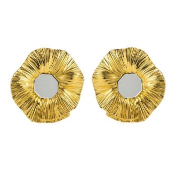 one pair new stylish floral electroplated alloy earrings(length:4.5cm)