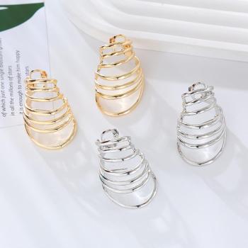 one pair new stylish spring-shaped electroplated alloy earrings(length:4.5cm)