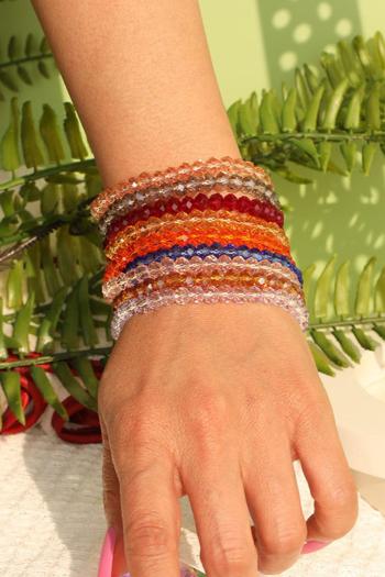 one set of stylish new mixed colors beaded bracelet#2(width:0.6cm)