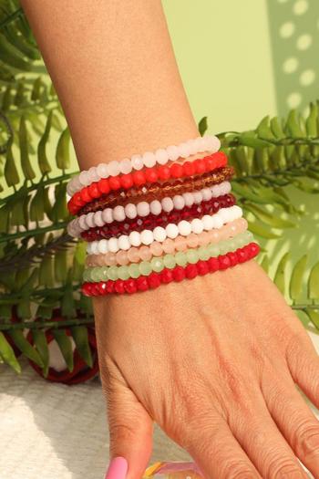 one set of stylish new mixed colors beaded bracelet#3(width:0.6cm)