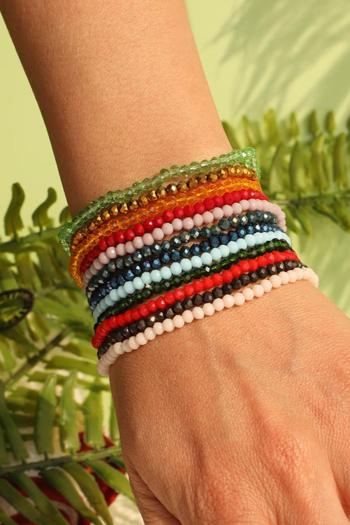 one set of stylish new mixed colors beaded bracelet#5(width:0.6cm)