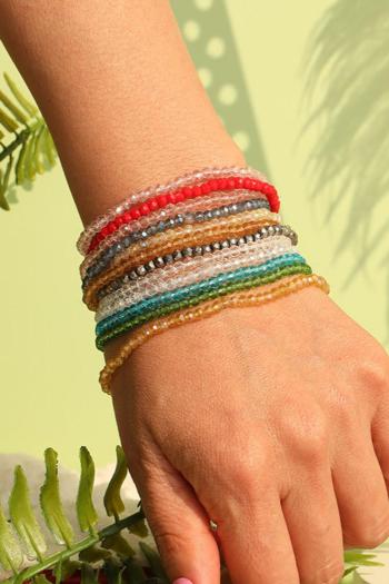 one set of stylish new mixed colors beaded bracelet#6(width:0.6cm)