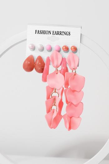 six pair new stylish acrylic petal pendant earrings(mixed length)