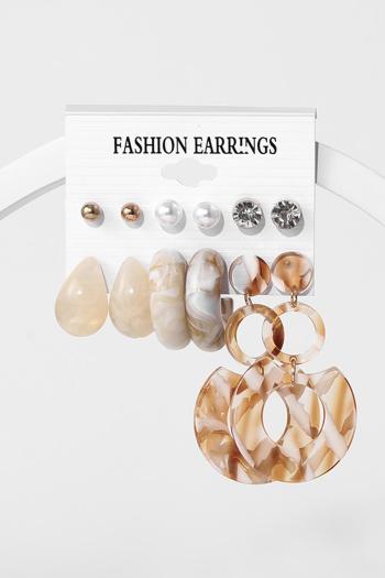 six pair new stylish rhinestone pearl acrylic pendant earrings(mixed length)