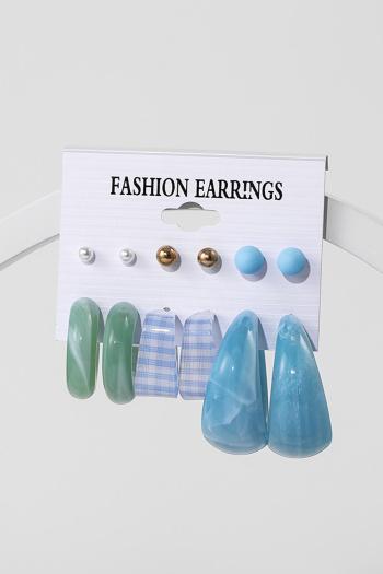 six pair new stylish acrylic hoop shape earrings#2(mixed length)