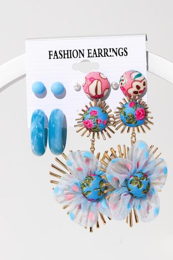 five pair new stylish flower pendant acrylic earrings(mixed length)
