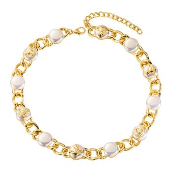 one pc new stylish pearl plated alloy necklace(diameter:42cm)