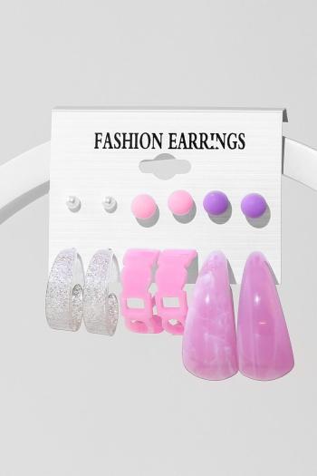 six pair new stylish acrylic hoop shape earrings#4(mixed length)