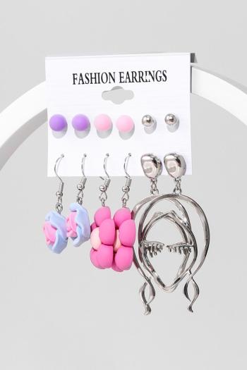six pair new stylish acrylic pendant alloy earrings(mixed length)