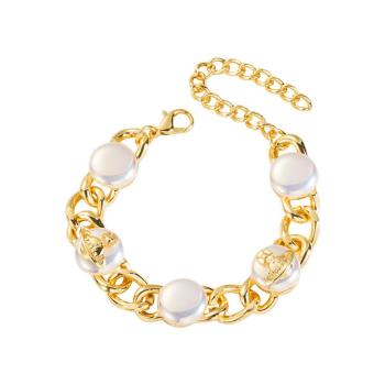 one pc stylish punk pearl plated alloy bracelet(diameter:20.3cm)